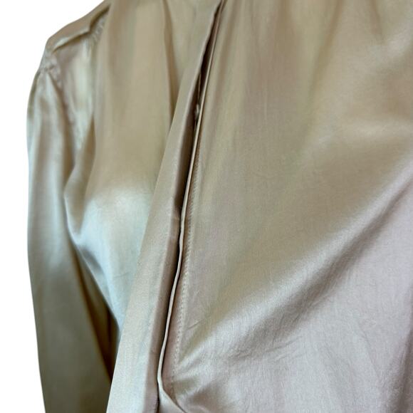 Girl. by Band of Outsiders Silk Gold Beige Blouse Hidden Placket sz 2=M - Picture 7 of 15